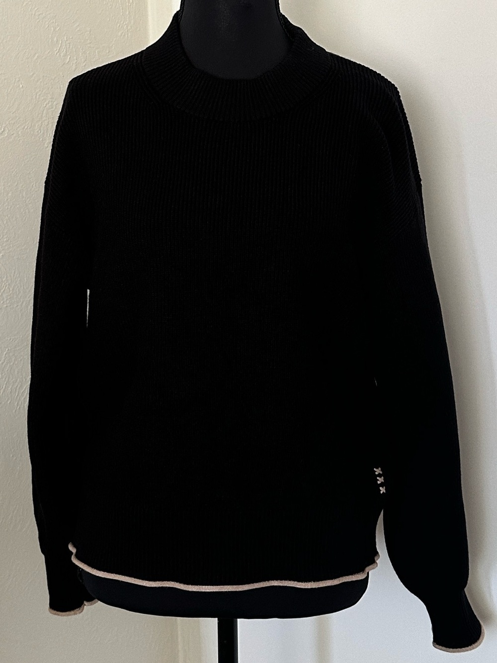 Gently used -Scotch & Soda Black Crewneck Sweater with Contrast Hem